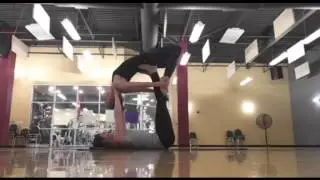 Beginniner Ladybase Acroyoga Practice.  Making Shapes.