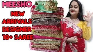 🥰 Meesho Saree Haul 494 Rs 🥰 Georgette/Bnarsi Silk Chickenkari / Jimmy Choo / Meesho Partywear Saree