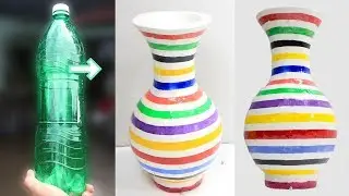 How to make flower vase with plastic bottle | Home decorating ideas