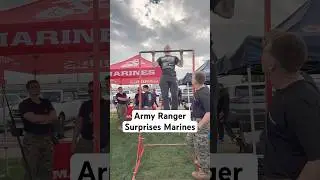 Army Ranger Surprises Marines at Recruitment Booth (Pull-Up Challenge) #military