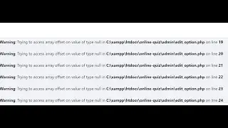 Warning :- trying to access array offset on value of type null PHP error
