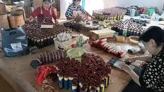 Sing shot fireworks packaging in the factory