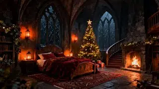 🔥Cozy Rain and Celtic Music Magic 24/7 | 🌨 Madieval Warm Chritsmas Ambience for Sleep & Relaxing.