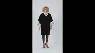 W385 - Horizontal layout Blackglama Mink Fur Coat with batwing sleeves and Lynx Fur Sections Trim