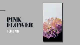 Acrylic Pouring, Dutch Pour techniques, Amazing acrylic pour Flower painting with gold and pink.