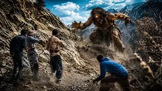 A wild cave giant ambush and attack on nomads:clash with a dangerous giant in the scary mountain.