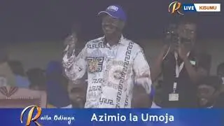 RAILA ODINGA FORCED TO PAUSE HIS SPEECH IN KISUMU AS EXCITED CROWD CHANTS 'BABA! BABA! BABA!'
