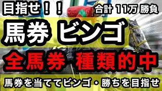 【馬券勝負】目指せ！！馬券ビンゴ、全馬券種類的中、馬券を当ててビンゴ・勝ちを目指して合計11万円勝負