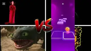 Dracula and Gozilla vs Dragon and Minion fighting in game tile hop beats