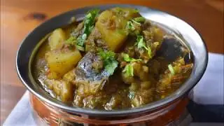 BAINGAN ALOO KI SABJI / QUICK AND EASY EGGPLANT POTATO CURRY IN PRESSURE COOKER /INDIAN VEGAN RECIPE