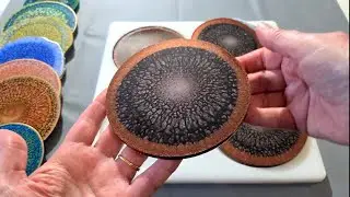 #1285 Gorgeous Metallic Copper, Silver And Black Dragon Scale Resin Coasters