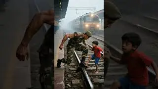 Brave Soldier Saves a Child from Train Accident 😱| Real Hero Moment | Must Watch #ai #soldier #train