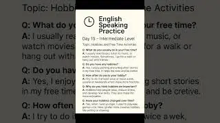 Day 15 English Speaking Practice 🌟 | Hobbies & Free Time Activities | IELTS Prep #shorts