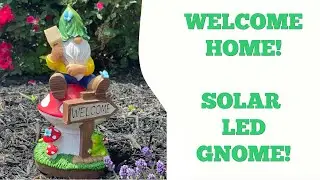 REVIEW: Garden Gnome Statue with Solar LED Light Up Welcome Sign