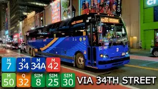 NYCT Bus, Coach USA, Greyhound: NYE 2021 34th Street Action (M7, M42, M50, SIM30 Routes & More)