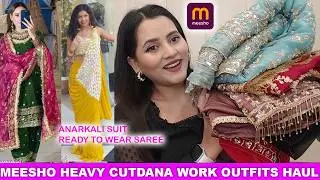 Meesho 🛍️Designer Cutdana Work 🌼Haul || Ready To Wear Saree || Anarkali Suit| Sharara Set