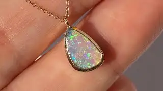 UNICORN TEAR ROSE GOLD OPAL NECKLACE NO. 7 by NIXIN Jewelry