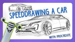 SPEED DRAWING a CAR (PERSPECTIVE) with PROCREATE on iPad (time laps)