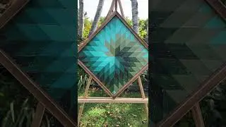 Spiral Star Wooden Barn Quilt. Whirling Star Pattern in Turquoise & Green. Rustic Wood Wall Art