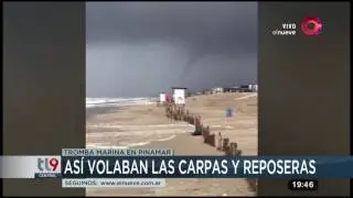 Una tromba marina destruy&oacute; un balneario en Pinamar