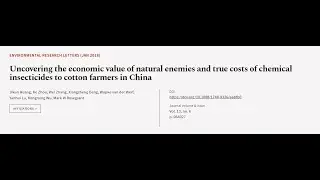 Uncovering the economic value of natural enemies and true costs of chemical insectici... | RTCL.TV
