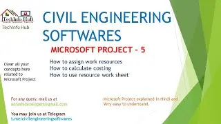 Microsoft Project - 5 (How to assign resources, How costing is done, How to use resource work sheet)