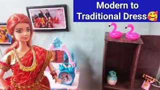 Barbie Taking Bath & Getting ready🥻🥰 / Barbie Wearing Tradional Dress/ How to Make Barbie Saree