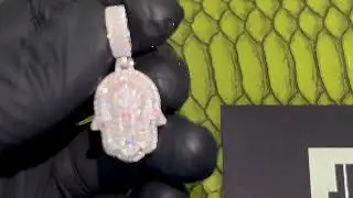 Mini Hamsa Pendant Small Size BIG Shine VVS Moissanite