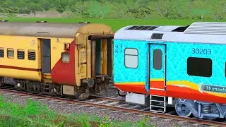 Wap-7 Coupling LHB Hamsafar Express To Icf Utkrisht Coaches || All Realistic Trains Run At Bumpy 