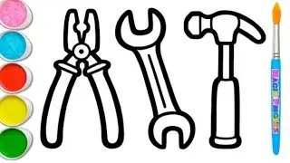 Pliers,Wrench,Hammer Drawing and colouring for Kids&Toddlers ||