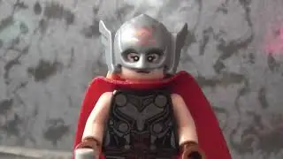 lego Marvel: Female Thor next to her Hammer