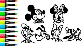 Mickey Mouse 🐭💖 & Minnie Mouse with Friends Drawing🐕🐧🦆❤️ | Easy Drawing Tutorial