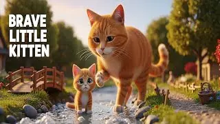 Mama Cat Helps Kitten Cross the Wild River with Courage