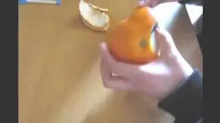 Orange peel with a spoon