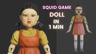 Squid game doll 3d modeling in 1 min #shorts