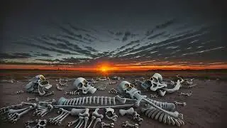 Free Stock Videos - AI animation - Desolate Dawn with bones of dead animals