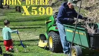 NEW 2017 X590 John Deere pulling a #15 JD Wagon Trailer