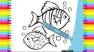 fish Coloring Pages For kids Learning Colors