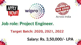 Wipro Job Openings For Freshers as Project Engineer in Pan India