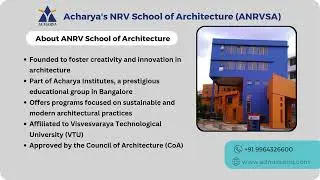 Acharya Architecture College | Bachelor of Architecture (B.Arch) admission contact at 9964326600