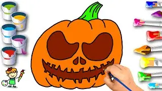 КАК НАРИСОВАТЬ ТЫКВУ НА ХЭЛЛОУИН / HOW TO DRAW A HALLOWEEN PUMPKIN / РАСКРАСКА ДЛЯ ДЕТЕЙ
