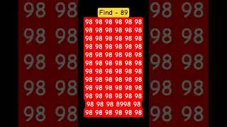 Find The Number - 89| Find Odd Number|Eye Test|#shorts #vairalvideo #trending #jillur #find #numbers
