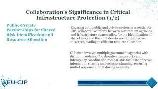 1.2 Role of communication and collaboration in critical infrastructure protection