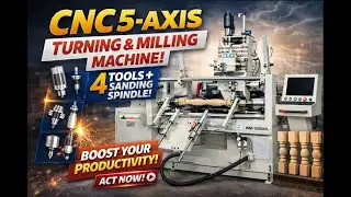 CNC 5-Axis Turning and Milling Machine | 4 Tools with Optional Sanding Spindle #woodworking  #cnc