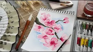 🌸How to Paint GORGEOUS Cherry Blossom Sakura with Watercolor | Tutorial for Beginners
