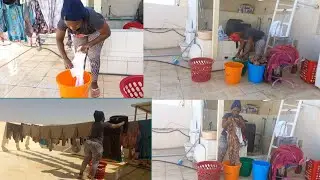 Aday in life washing and hanging laundry house maid in UAE 🇦🇪.