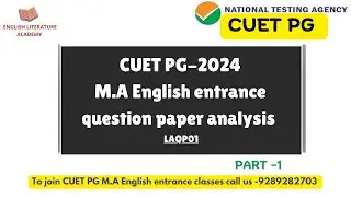 CUET PG Question Paper Analysis 2024 | M.A English Entrance I Part-1