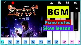 Beast bgm slow piano tutorial |beast bgm piano notes | beast bgm piano ringtone | beast bgm ringtone