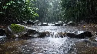 Heavy Rain in the Forest for Focus | Stress Relief, Studying, and Sleep