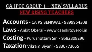 IPCC New Syllabus   Rising Teachers   2017 - BEST FOR CA CS CMA COACHING CLASSES